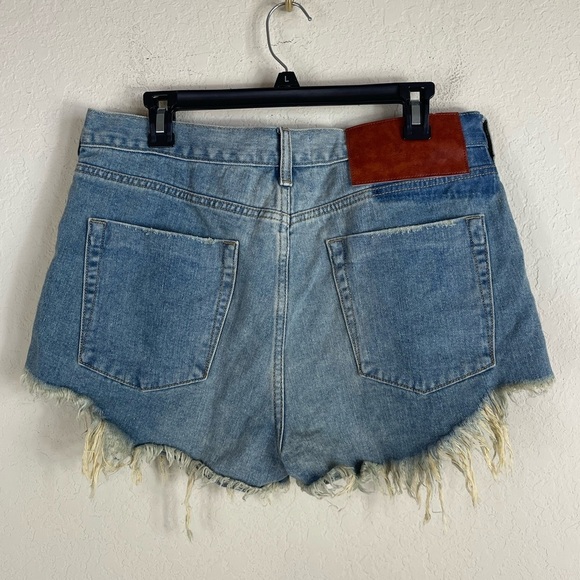 One Teaspoon Side Zipper Outlaw Denim Cutoff Shorts Raw Hem Blue Size 28 - Picture 4 of 12